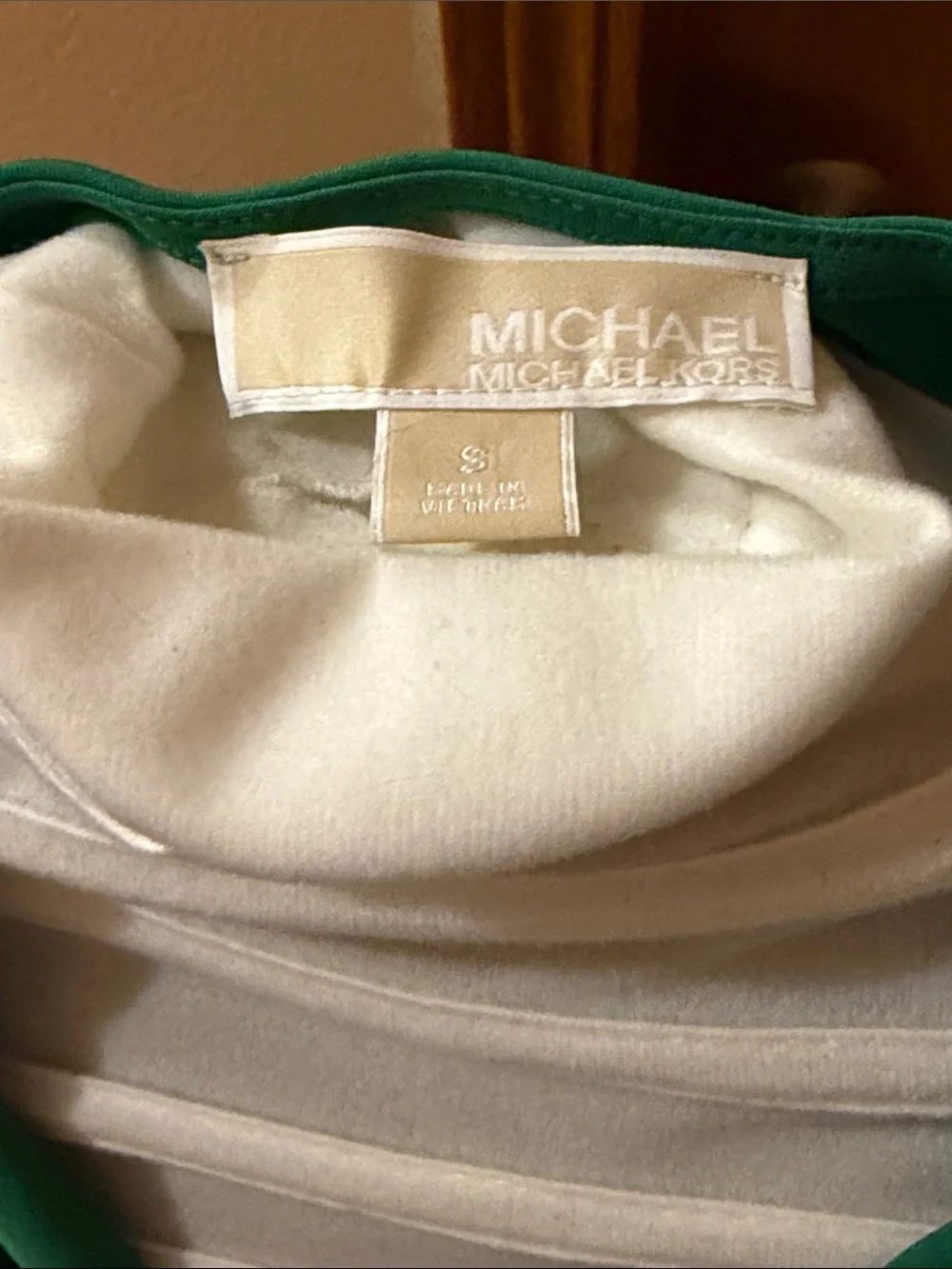 Michael Kors Emerald Green Drape-Neck Long Sleeve Dress